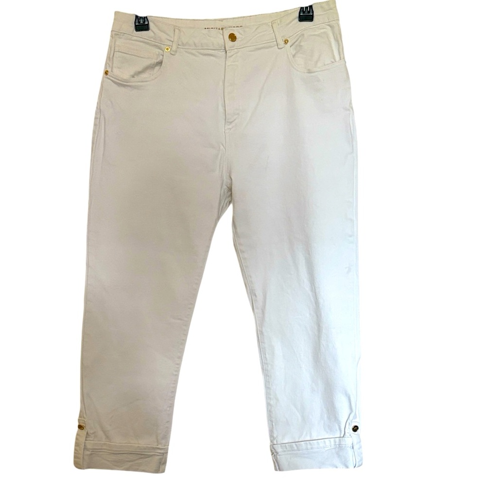 Michael Kors Women Jeans White Selma Straight Crop High-Rise Slim Size16